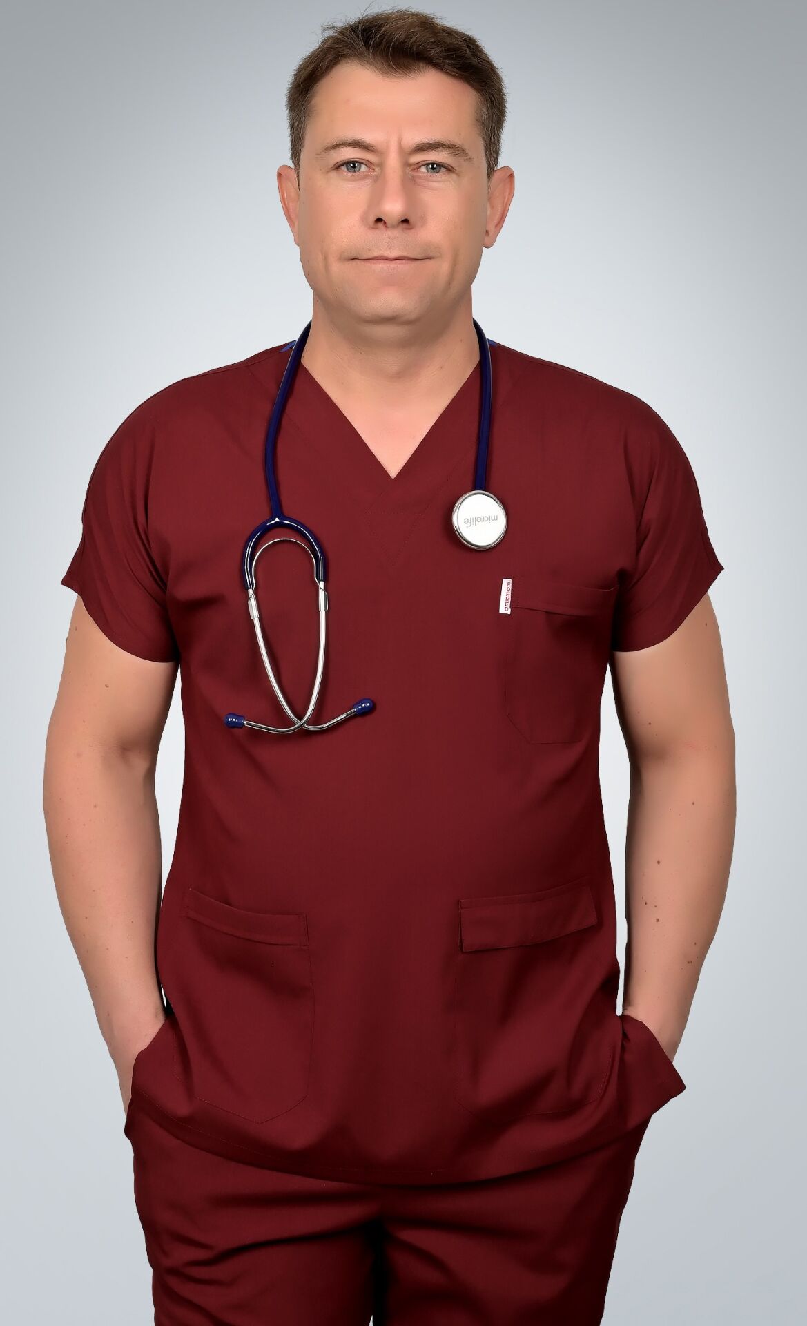 Formed Likralı Kumaş Bordo Doktor Hemşire Forması