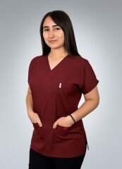 Formed Likralı Kumaş Unisex Bordo Üst